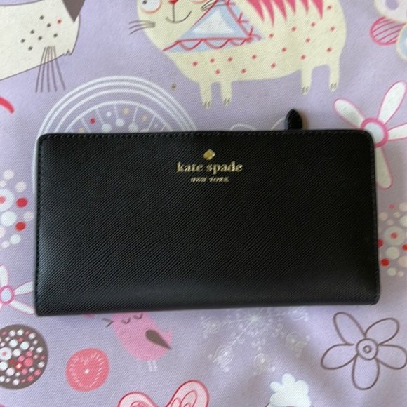Kate Spade Staci Large Slim Bifold Wallet Black NWT - Picture 5 of 16